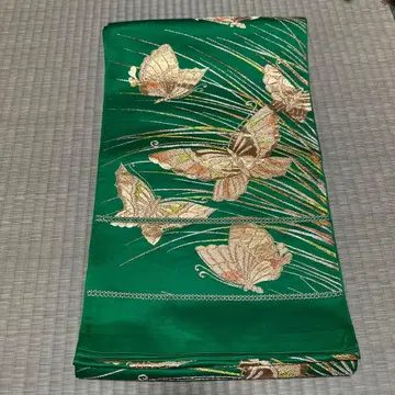 그린 컬러 나비 자수 후쿠로 오비