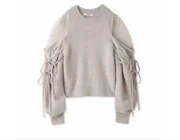 SNIDEL 시스루 숄더 니트 풀오버 라이트 그레이