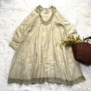 미사용 Veritecoeur 베리떼꾸르 린넨 원피스 아이보리 F