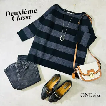[고급 심플] Deuxieme Classe 울 100% 보더 니트 F