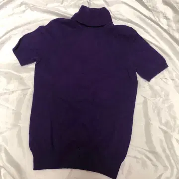 유니클로 퍼플 반팔 니트 캐시미어 100% S 택 포함 미사용 새상품