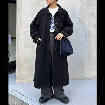 cpcm 스텐카라 코트 코트 멜란지 래글런 슬리브 스탠드 넥 코트