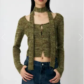 마우지 MIX YARN KNIT 상의 그린