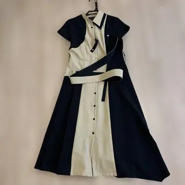 UNITED TOKYO 셔츠 원피스 반팔 블랙/베이지