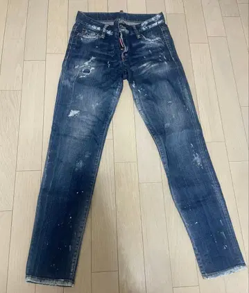 데미지 가공 슬림핏 데님