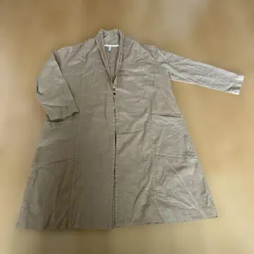 ijep 이 베이지 코튼 린넨 롱 코트