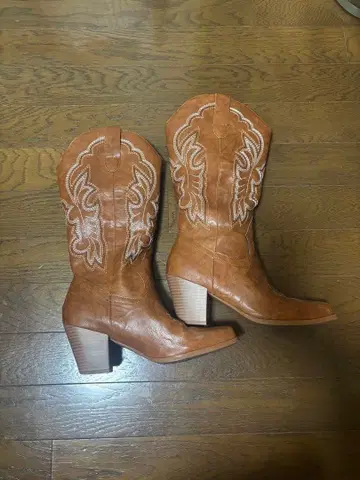 브라운 자수 웨스턴 부츠