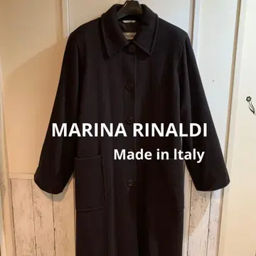 MARINA RINALDI 다크 브라운 롱 코트 캐시미어 혼방