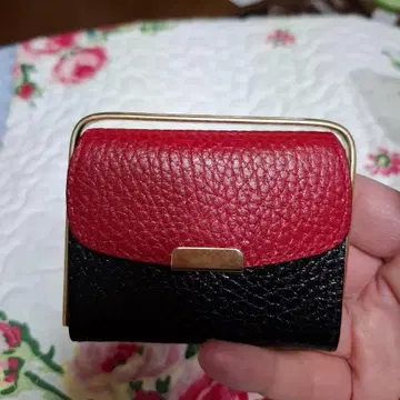 이탈리아제 천연 가죽 빨간색과 블랙 코인 케이스