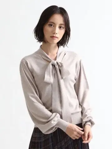 새상품급 프레이 아이디 캐시미어 블렌드 보타이 니트 베이지 F 2way