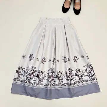 엑시즈팜 빈티지 플라워 플레어 스커트 패널 프린트 M