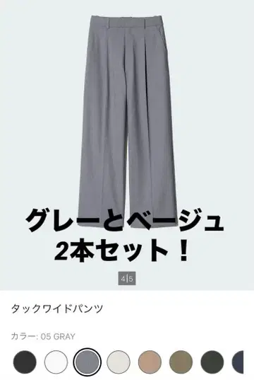 [ 2개 세트 ] 턱 와이드 팬츠 2025년 판매 GRAY & BEIGE