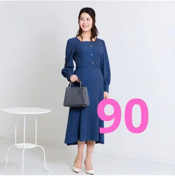 overE 스퀘어넥 긴팔 블라우스 90 사이즈 인디고