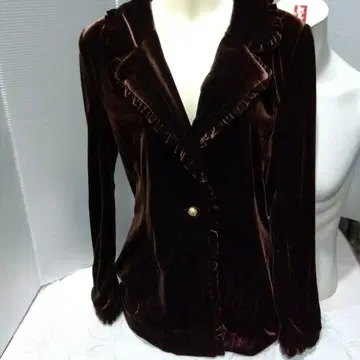 브라운 벨벳 프릴 자켓