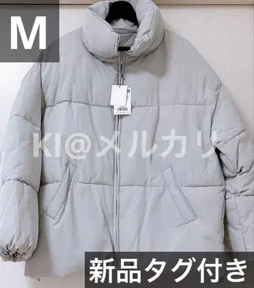 moment+ 에코 다운 스탠드 카라 오버 사이즈 블루종 M 그레이