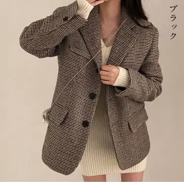 [ 시착만 한 상품 ] 체크 무늬 자켓 프리 사이즈