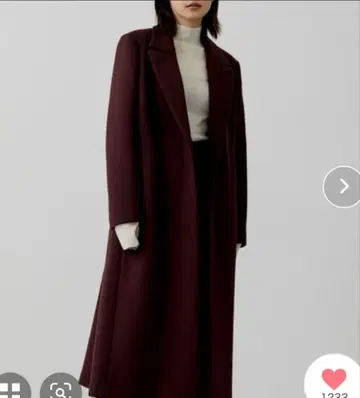 CITY 다크 브라운(와인 레드) 롱 코트