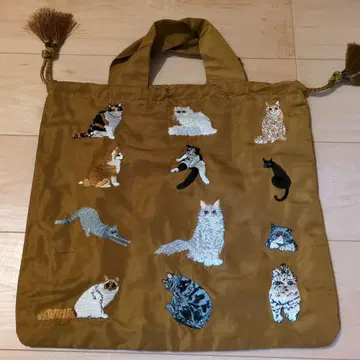 고양이 자수 토트백