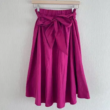 토코 클로젯 플레어 스커트 종아리 기장 성숙/러블리 허리밴딩 리본