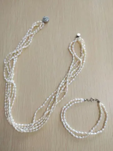 담수 진주 목걸이와 팔찌 세트