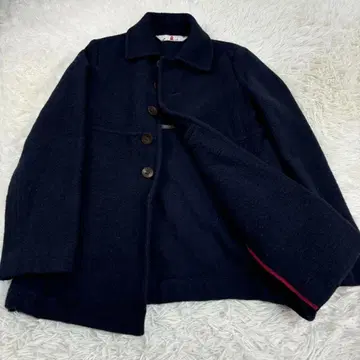 새상품급 45rpm 하프 코트 울 100% 네이비 컬러 3 S