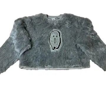 Somewhere No Where 고스트 자수 크롭 퍼 맨투맨