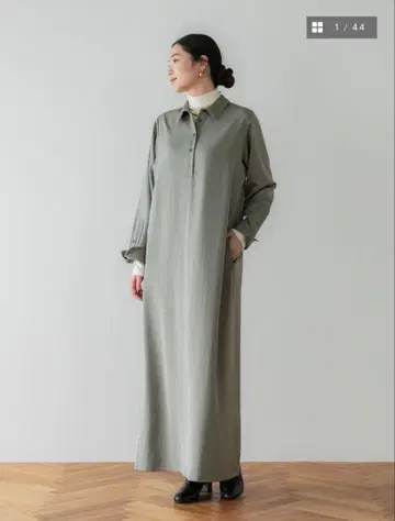 crewre 새틴 드레이프 셔츠 원피스