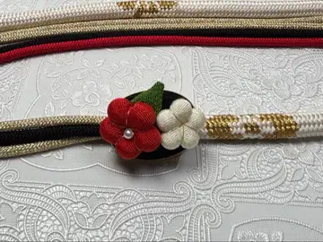 a-932 순수 실크 허리띠 후리소데 성인식 크레이프 원단 매화꽃 장식