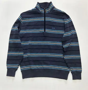 맥그리거 하프 지퍼 맨투맨 L 네이비 계열 보더 구제 의류