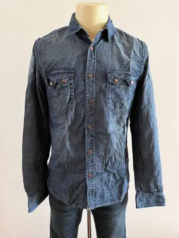 Nudie Jeans 다크 블루 데님 긴팔 셔츠