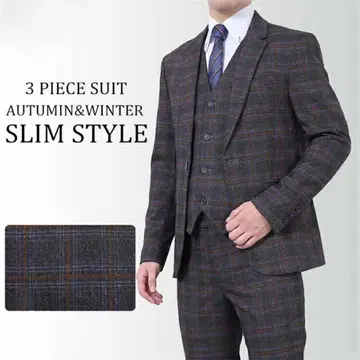 남성용 수트 슬림 수트 캐주얼 수트 체크 무늬 결혼식 CC06