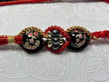 a-939 순수 실크 허리띠 후리소데 성인식 펄 장식 전사 구슬 벚꽃