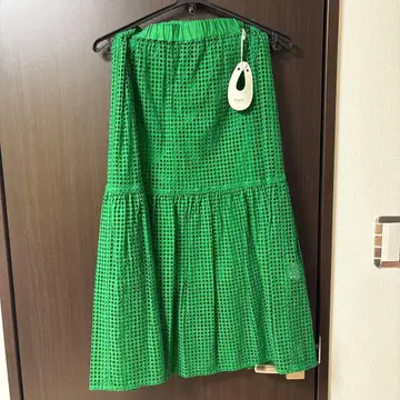 코유키 그린 레이스 플레어 스커트