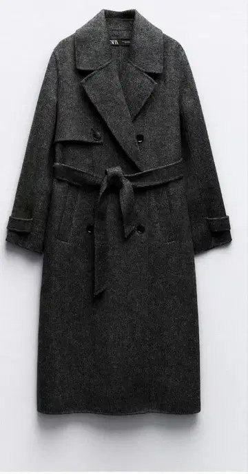 ZARA 벨트 울 블렌드 헤링본 코트
