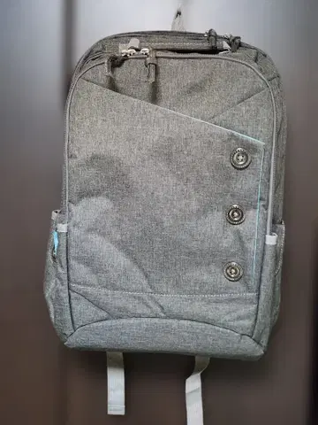 그레이 버튼 달린 백팩