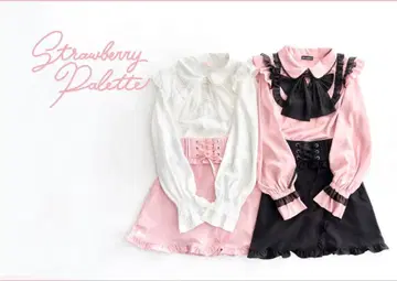 스트로베리 팔레트 블라우스 스커트
