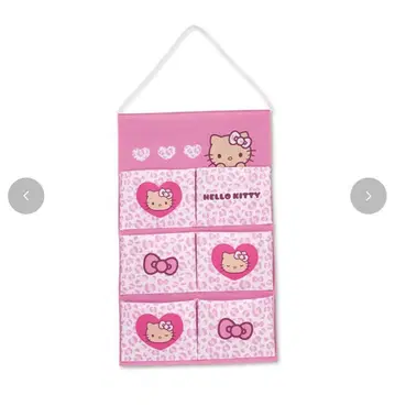 [ 새상품 ] 아베일 Sanrio 헬로키티 월 포켓 핑크 레오파드 무늬