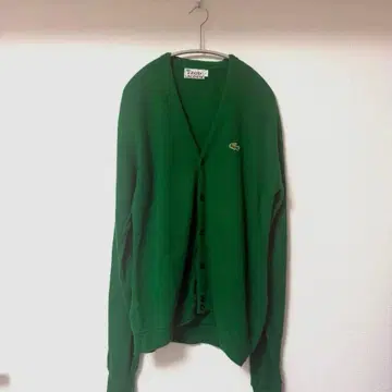 70's LACOSTE 라코스테 가디건 그린 녹색 실 감기 택