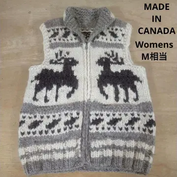 수입 구제 의류 캐나다제 루돌프 무늬 카우 베스트 두꺼운 원단