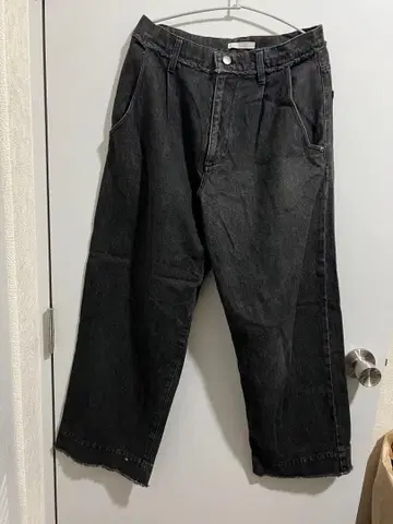 WYM 블랙 와이드 데님 팬츠