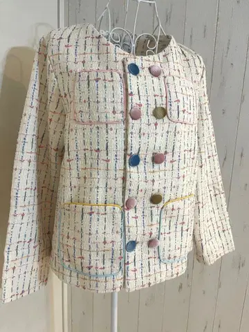 새상품 노카라 트위드풍 자켓