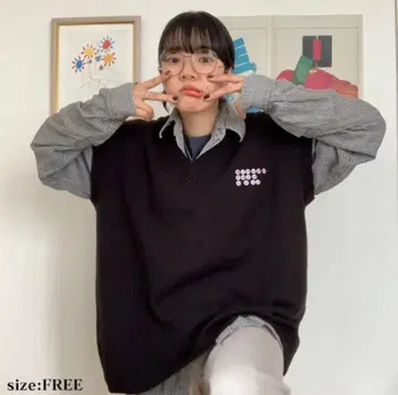 [ 미사용품 ] 아이묭 베스트 컨디션 니트 베스트 프리 사이즈 마 루