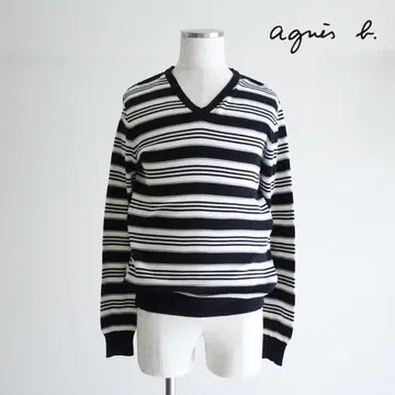 [프랑스제] Agnes b. homme 코튼 멀티 보더 니트