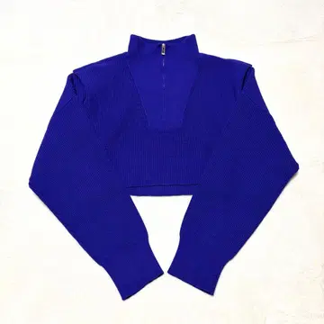 UN3D. 지퍼넥 숏 니트 크롭 탑 블루 36