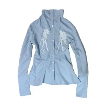 라이트 블루 긴팔 셔츠 캐릭터 프린트 키라키라