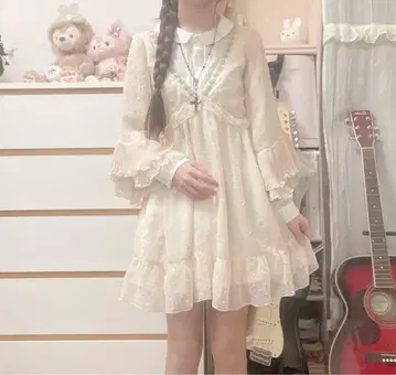 모리걸 페어리 레트로 도트 프릴 레이스 튤 튜닉