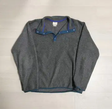 80s 90s L.L.Bean 그레이 스냅T 플리스 포켓 부착