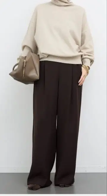 Deuxieme Classe 이지 와이드 팬츠 브라운