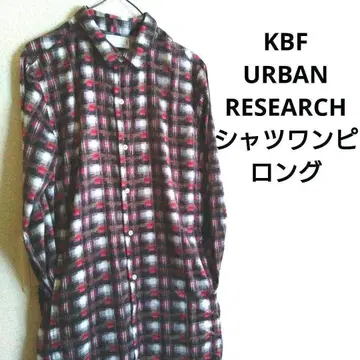 모자이크 올 패턴 어반 리서치 KBF 빨간색 체크 셔츠 원피스