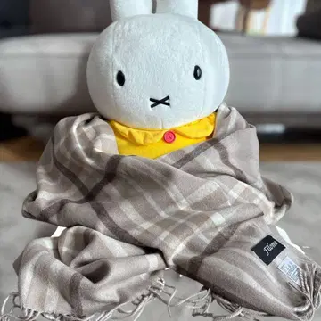 [ 미사용 새상품 ] 필로모 캐시미어 100% 체크 무늬 대형 스톨